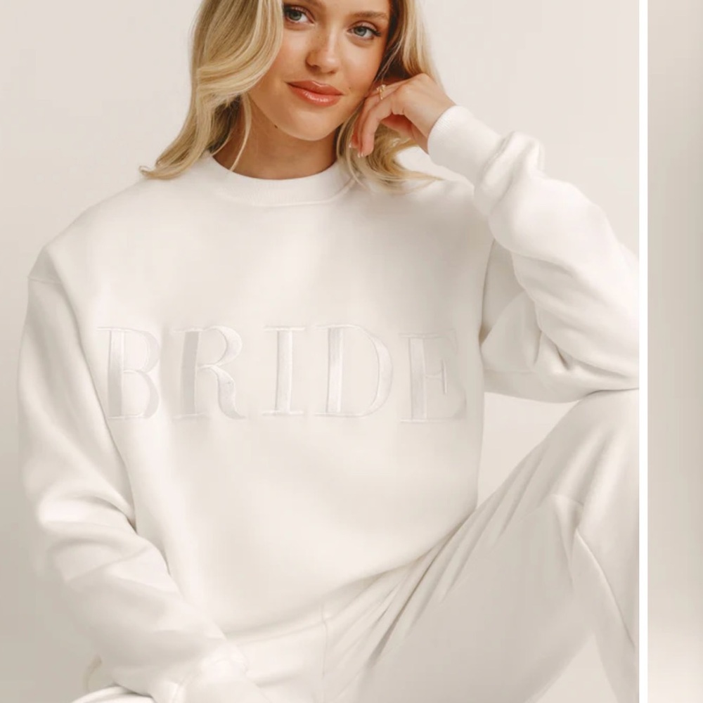 Elegant White Bride Sweatshirt & Short Set